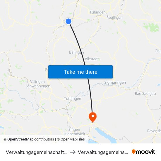 Verwaltungsgemeinschaft Horb am Neckar to Verwaltungsgemeinschaft Stockach map