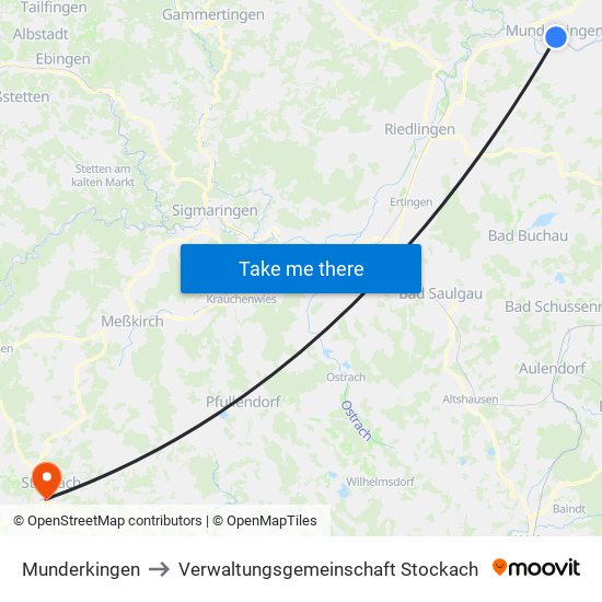 Munderkingen to Verwaltungsgemeinschaft Stockach map