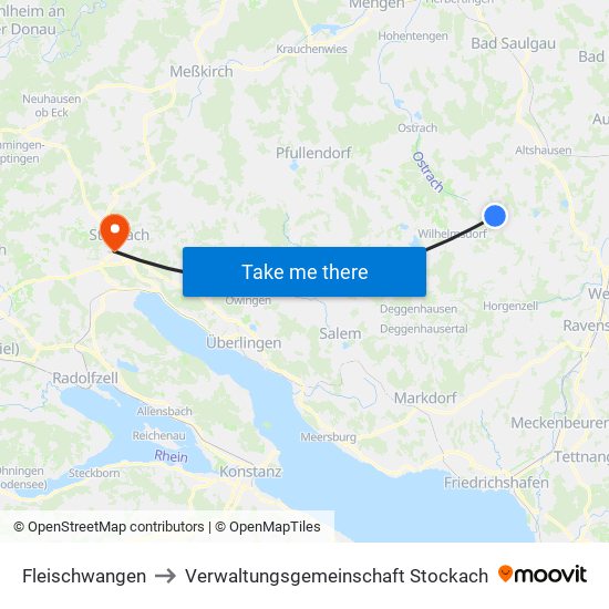 Fleischwangen to Verwaltungsgemeinschaft Stockach map