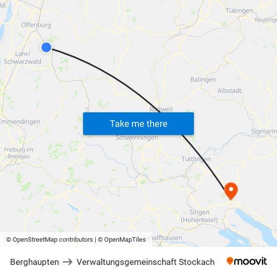 Berghaupten to Verwaltungsgemeinschaft Stockach map