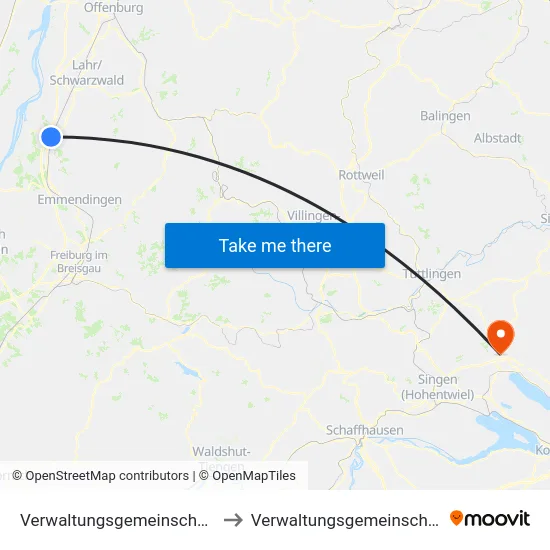 Verwaltungsgemeinschaft Ettenheim to Verwaltungsgemeinschaft Stockach map
