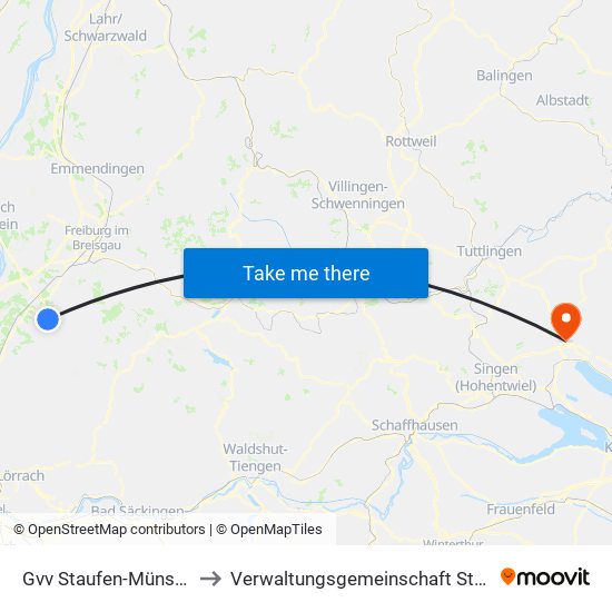 Gvv Staufen-Münstertal to Verwaltungsgemeinschaft Stockach map