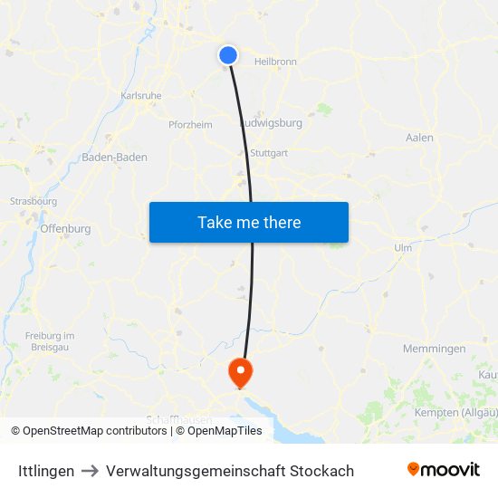 Ittlingen to Verwaltungsgemeinschaft Stockach map