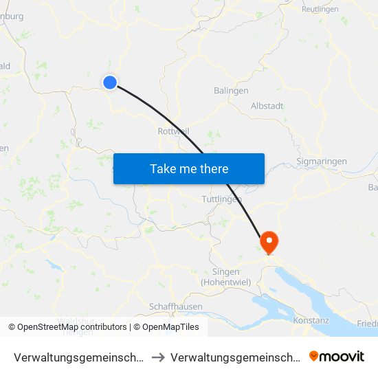 Verwaltungsgemeinschaft Schiltach to Verwaltungsgemeinschaft Stockach map