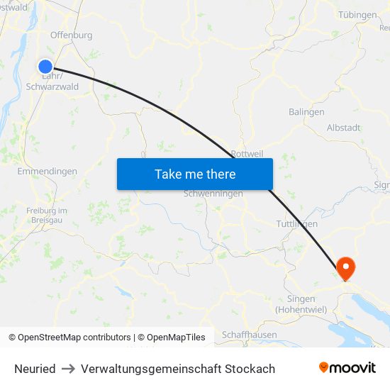 Neuried to Verwaltungsgemeinschaft Stockach map