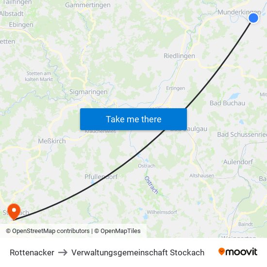 Rottenacker to Verwaltungsgemeinschaft Stockach map