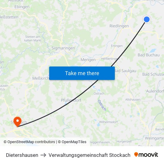 Dietershausen to Verwaltungsgemeinschaft Stockach map