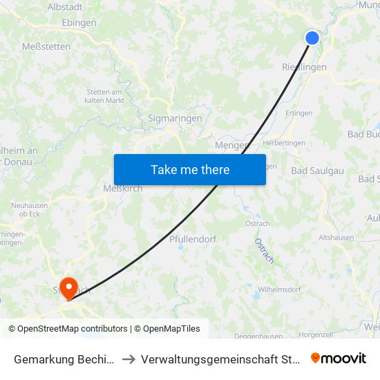 Gemarkung Bechingen to Verwaltungsgemeinschaft Stockach map