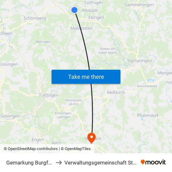 Gemarkung Burgfelden to Verwaltungsgemeinschaft Stockach map