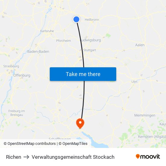 Richen to Verwaltungsgemeinschaft Stockach map