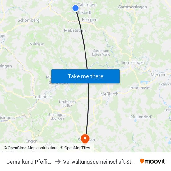 Gemarkung Pfeffingen to Verwaltungsgemeinschaft Stockach map