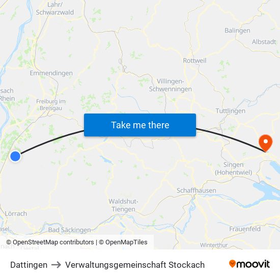 Dattingen to Verwaltungsgemeinschaft Stockach map