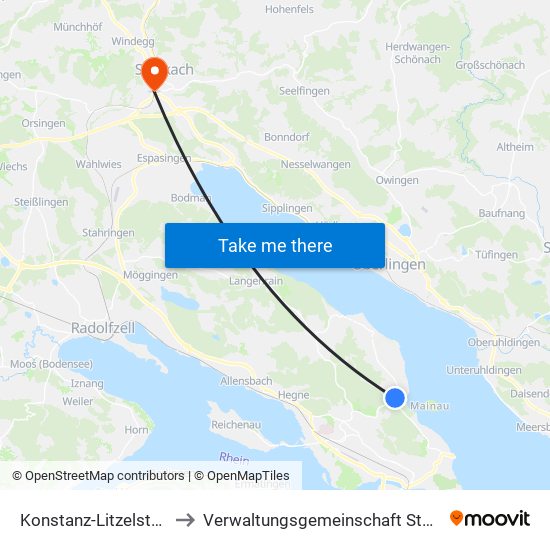 Konstanz-Litzelstetten to Verwaltungsgemeinschaft Stockach map