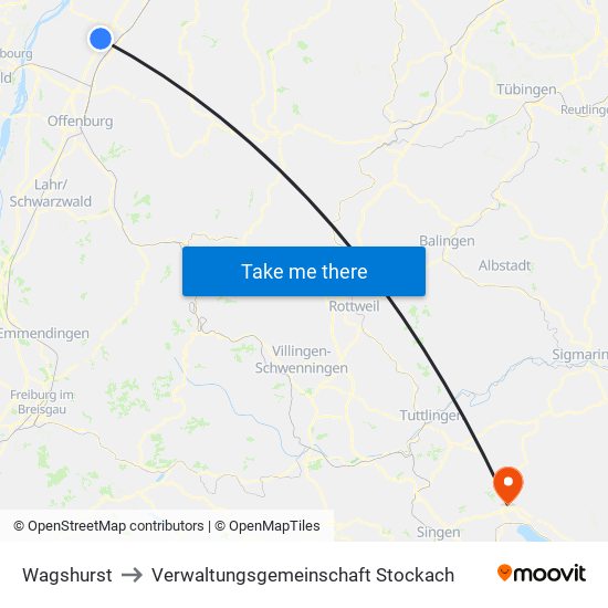 Wagshurst to Verwaltungsgemeinschaft Stockach map