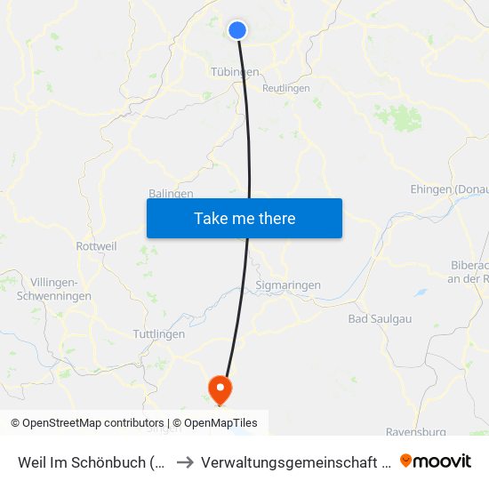 Weil Im Schönbuch (Kernort) to Verwaltungsgemeinschaft Stockach map