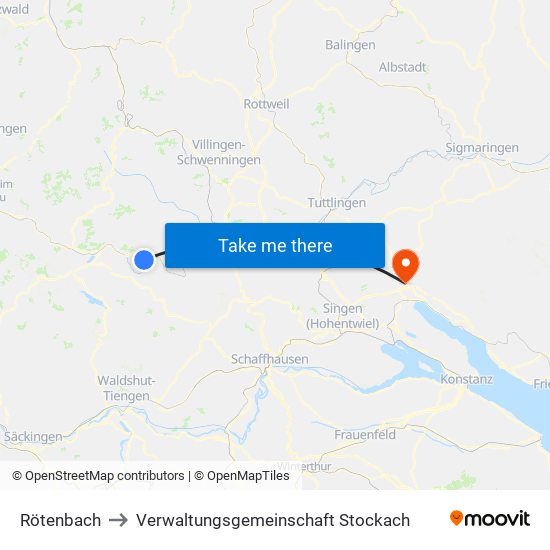 Rötenbach to Verwaltungsgemeinschaft Stockach map