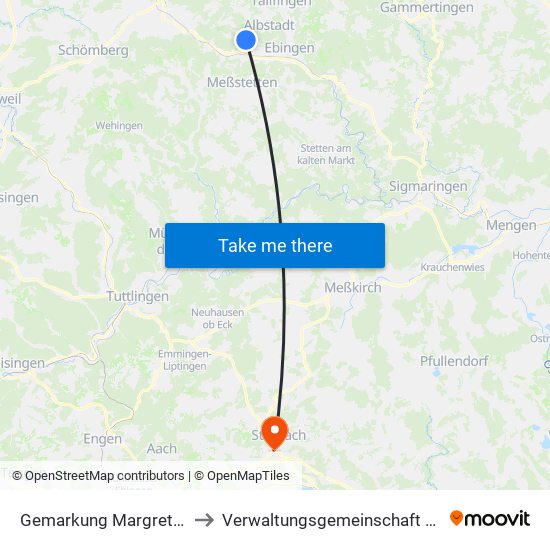 Gemarkung Margrethausen to Verwaltungsgemeinschaft Stockach map