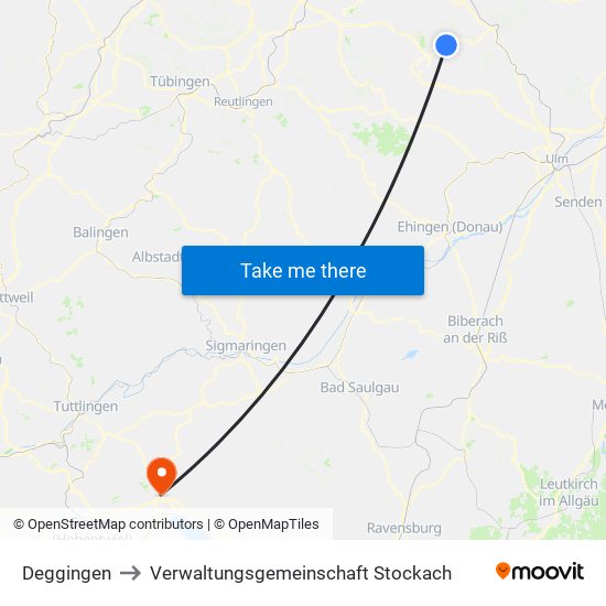 Deggingen to Verwaltungsgemeinschaft Stockach map