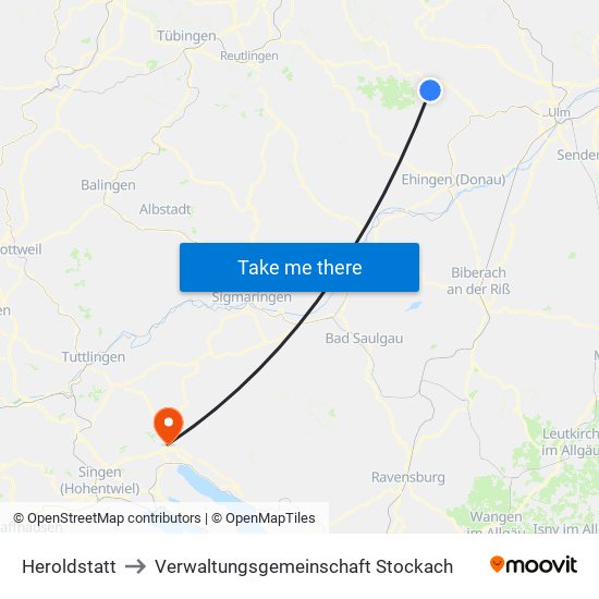 Heroldstatt to Verwaltungsgemeinschaft Stockach map