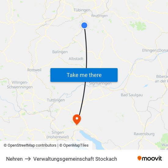 Nehren to Verwaltungsgemeinschaft Stockach map
