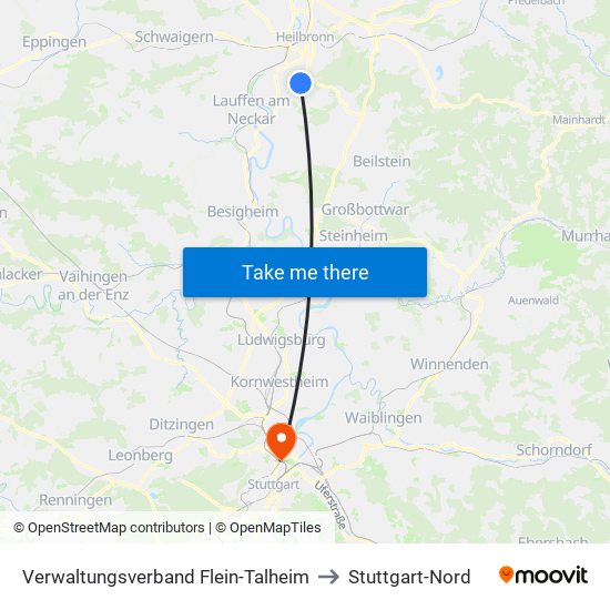 Verwaltungsverband Flein-Talheim to Stuttgart-Nord map