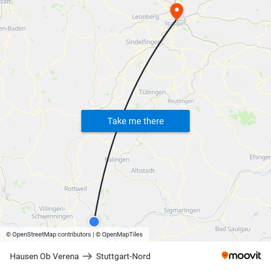 Hausen Ob Verena to Stuttgart-Nord map