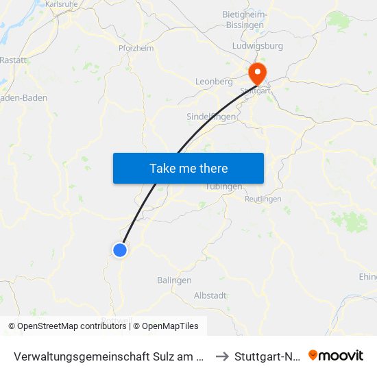 Verwaltungsgemeinschaft Sulz am Neckar to Stuttgart-Nord map