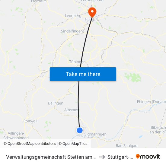 Verwaltungsgemeinschaft Stetten am Kalten Markt to Stuttgart-Nord map