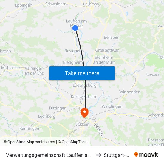 Verwaltungsgemeinschaft Lauffen am Neckar to Stuttgart-Nord map