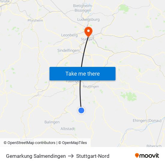 Gemarkung Salmendingen to Stuttgart-Nord map