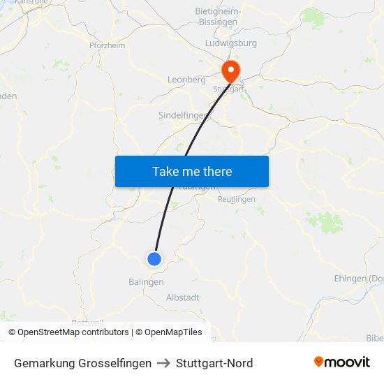 Gemarkung Grosselfingen to Stuttgart-Nord map