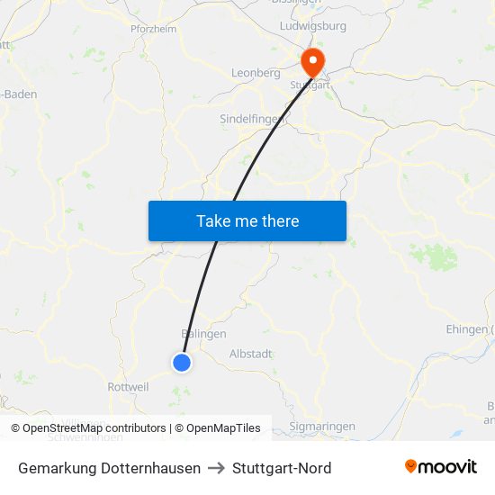 Gemarkung Dotternhausen to Stuttgart-Nord map