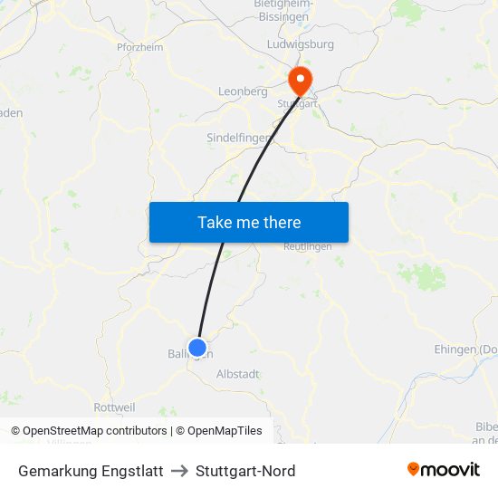 Gemarkung Engstlatt to Stuttgart-Nord map