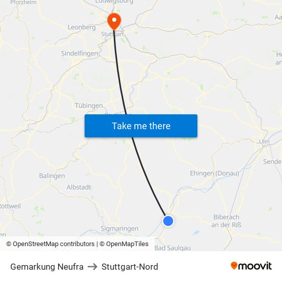 Gemarkung Neufra to Stuttgart-Nord map