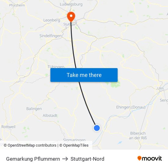 Gemarkung Pflummern to Stuttgart-Nord map