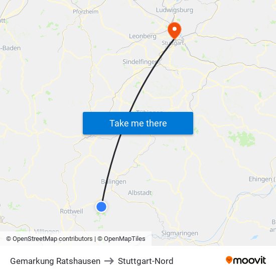 Gemarkung Ratshausen to Stuttgart-Nord map