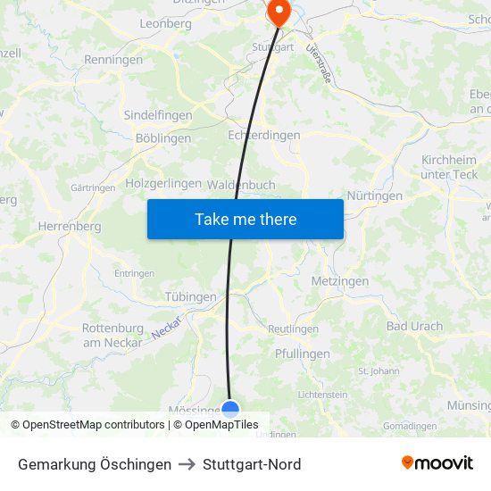 Gemarkung Öschingen to Stuttgart-Nord map