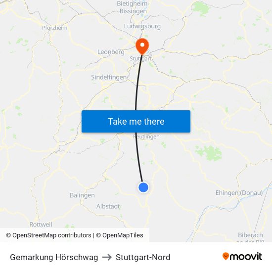 Gemarkung Hörschwag to Stuttgart-Nord map