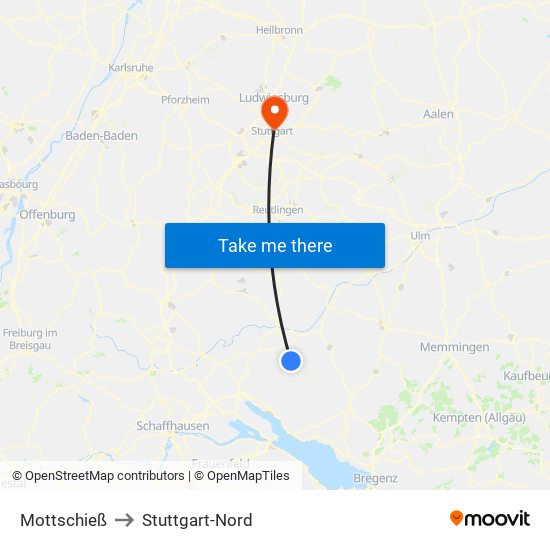Mottschieß to Stuttgart-Nord map