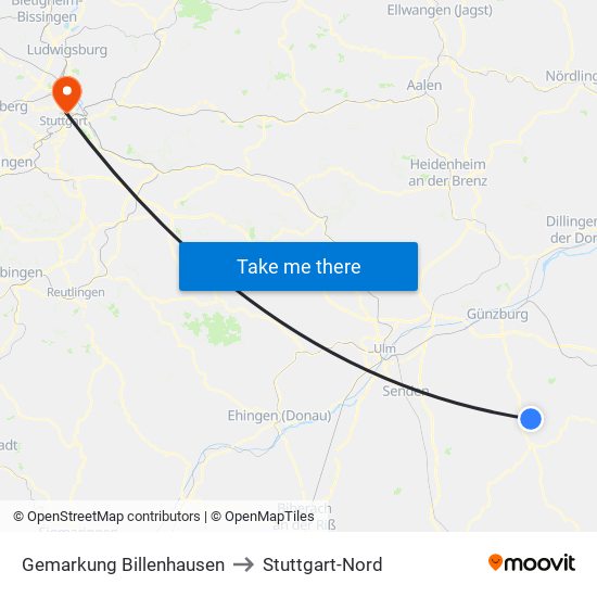 Gemarkung Billenhausen to Stuttgart-Nord map
