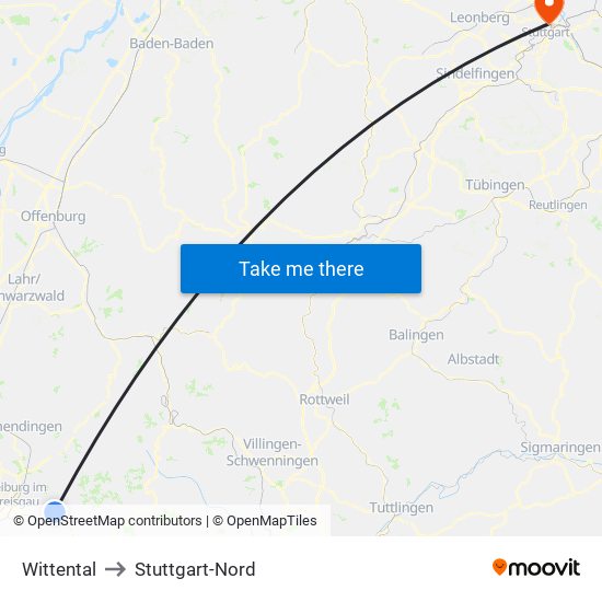 Wittental to Stuttgart-Nord map