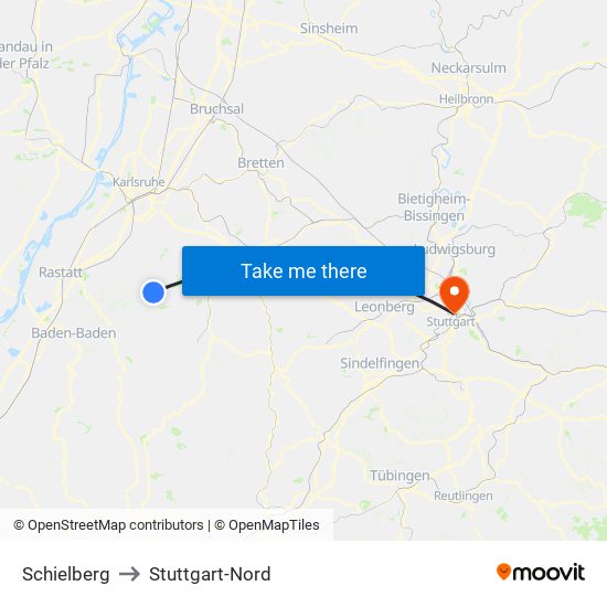 Schielberg to Stuttgart-Nord map