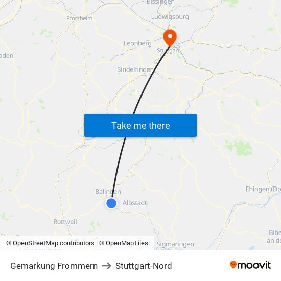 Gemarkung Frommern to Stuttgart-Nord map