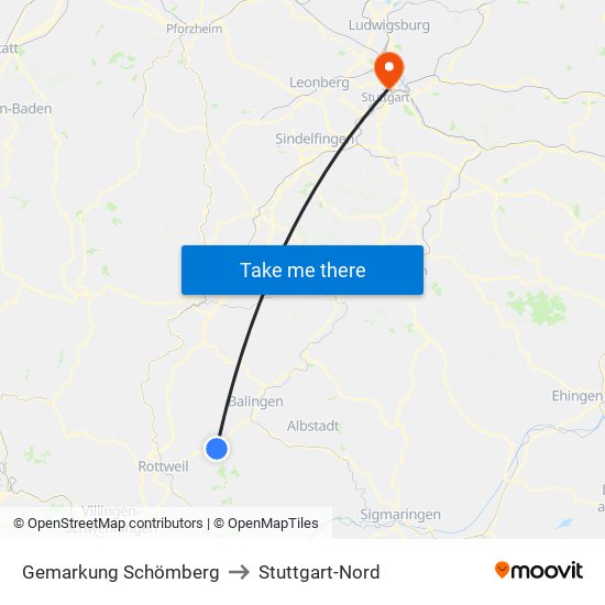 Gemarkung Schömberg to Stuttgart-Nord map