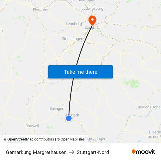 Gemarkung Margrethausen to Stuttgart-Nord map