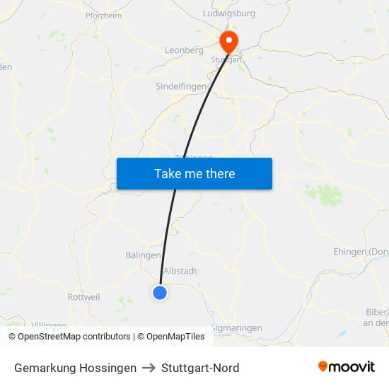 Gemarkung Hossingen to Stuttgart-Nord map