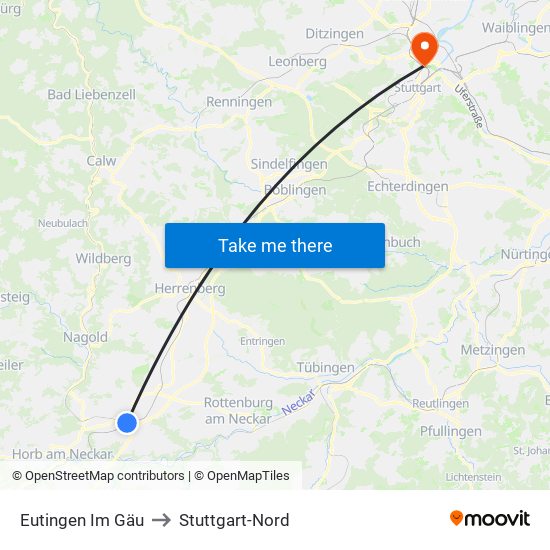 Eutingen Im Gäu to Stuttgart-Nord map