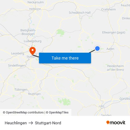 Heuchlingen to Stuttgart-Nord map