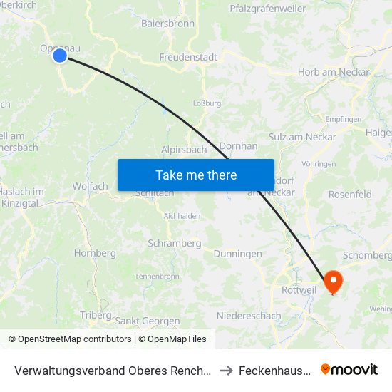 Verwaltungsverband Oberes Renchtal to Feckenhausen map