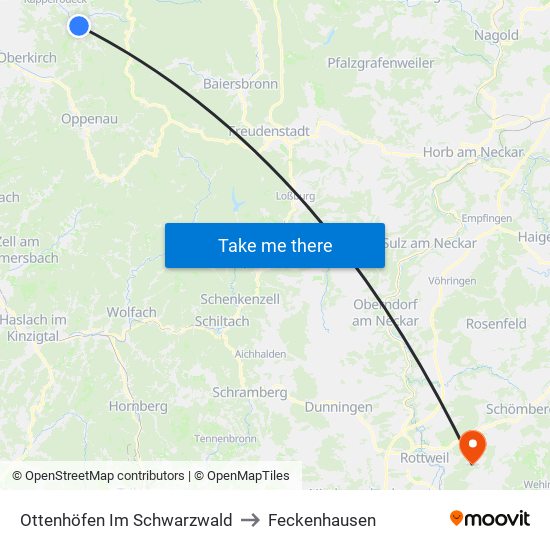 Ottenhöfen Im Schwarzwald to Feckenhausen map